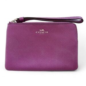 Coach Corner Zip Wristlet- Magenta